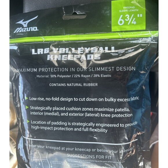 Mizuno LR6 Vollyball Kneepads Black Size Large 6 3/4" Sleeve Length A110 - Picture 3 of 5